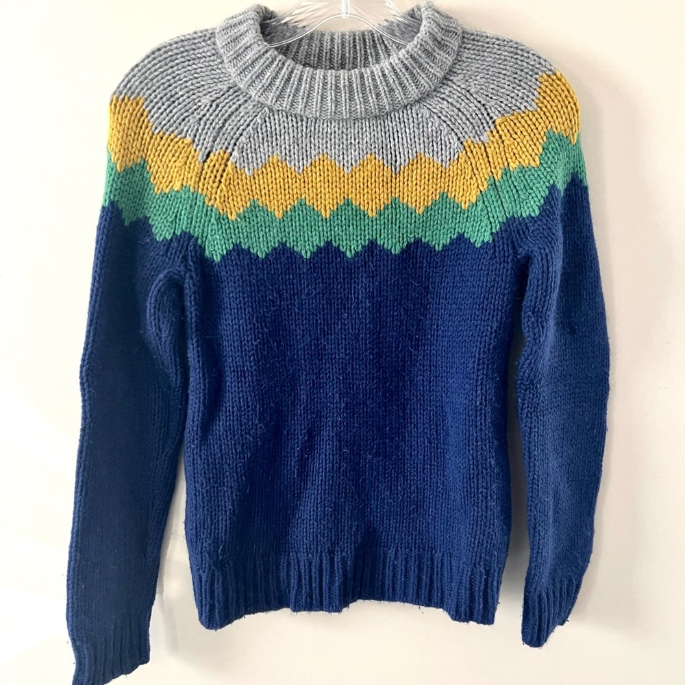 Boden Wool Chevron Fair Isle Color Block Sweater 2